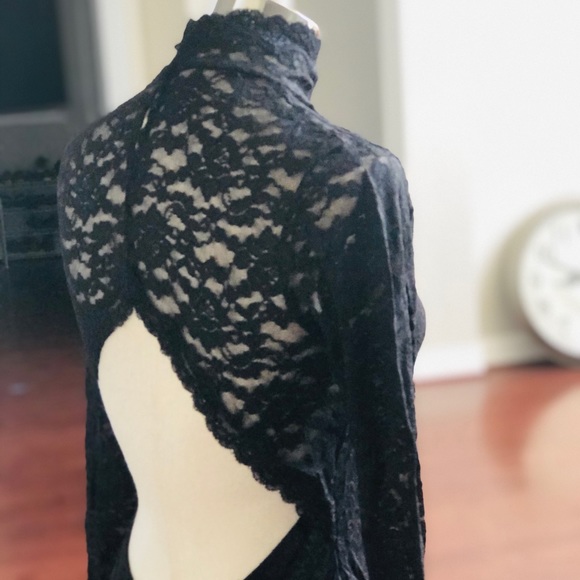 OPEN BACK LACE FIGURE HUGGING SHEER DRESS - Picture 8 of 10